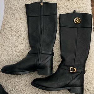 Tory Burch Black Leather Riding Boots